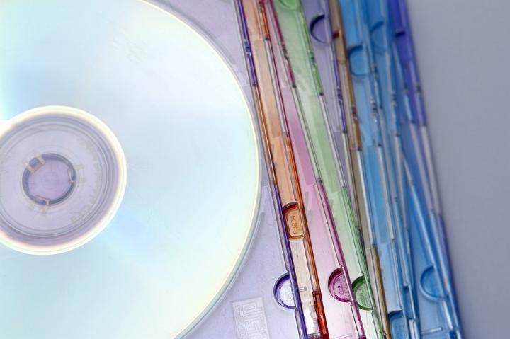 a stack of data archive storage CD or DVD disks