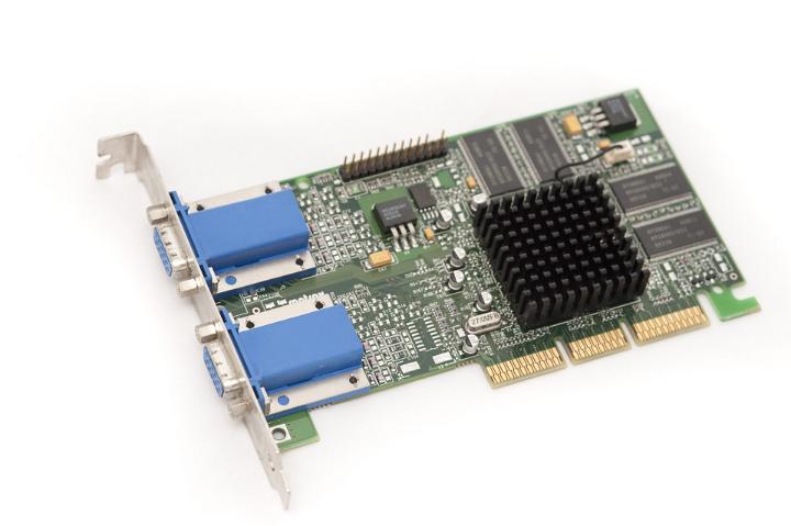 A dual display VGA conector video card from multiple monitor computer systems