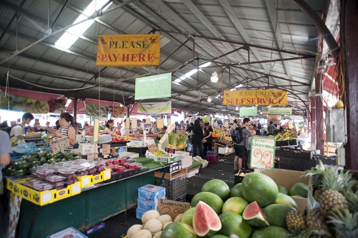 Extensive View of Random People Busy at Fresh Fruit and Vegetable Market