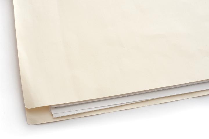 Close up Light Brown Folder with Documents Inside on White Table, Emphasizing Copy Space for Texts