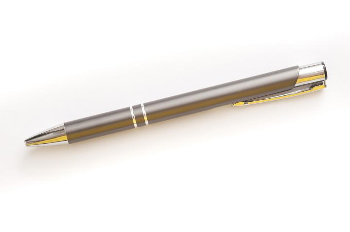 Close up Elegant Glossy Ballpoint Pen Isolated on White Background